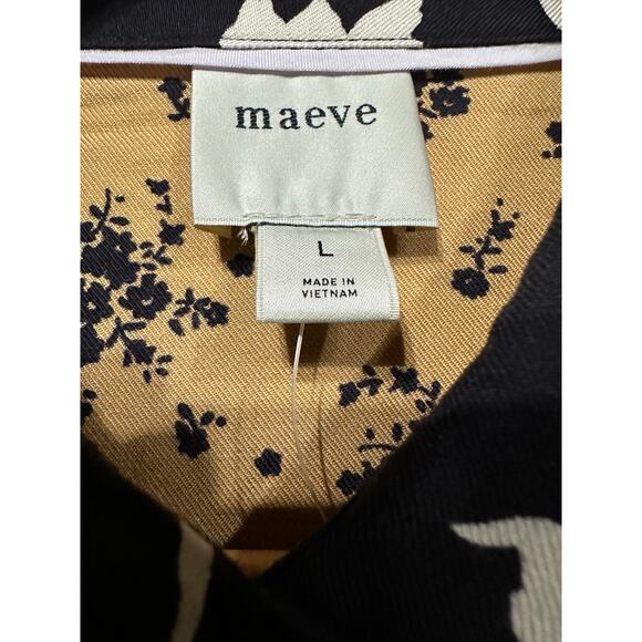 Anthropologie Maeve Alida Contrast Buttondown Top Mixed Floral Large NWOT - Picture 3 of 9